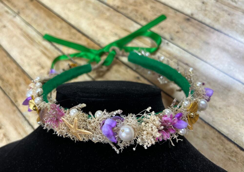 Eleina May & Co Mermaid Beach Halo Crown with Adjustable Ribbon Tie